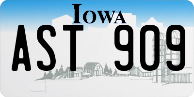 IA license plate AST909