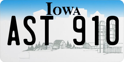 IA license plate AST910