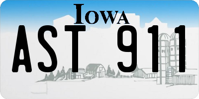 IA license plate AST911