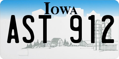 IA license plate AST912