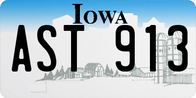 IA license plate AST913