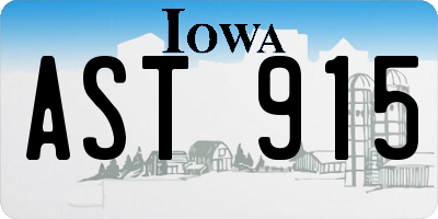 IA license plate AST915