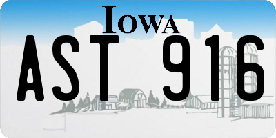 IA license plate AST916