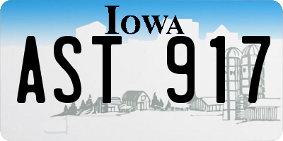 IA license plate AST917