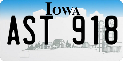 IA license plate AST918