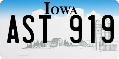 IA license plate AST919