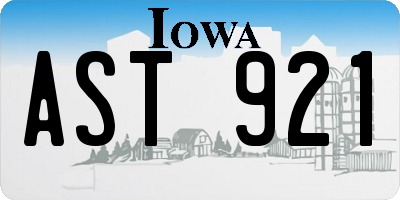 IA license plate AST921