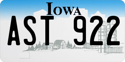 IA license plate AST922