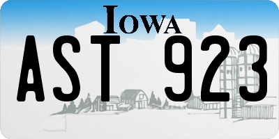 IA license plate AST923