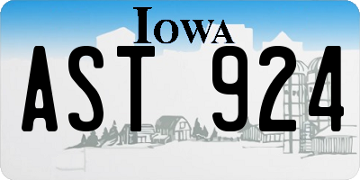 IA license plate AST924