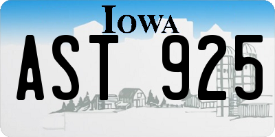 IA license plate AST925