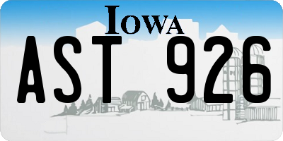 IA license plate AST926