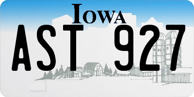 IA license plate AST927