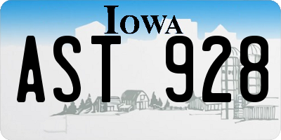 IA license plate AST928