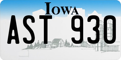 IA license plate AST930