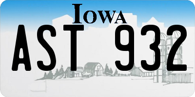 IA license plate AST932