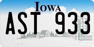 IA license plate AST933