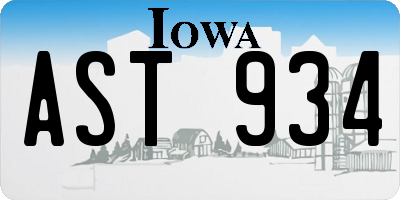IA license plate AST934
