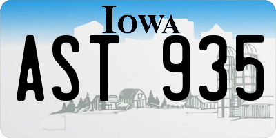 IA license plate AST935