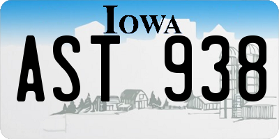 IA license plate AST938