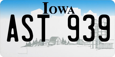 IA license plate AST939