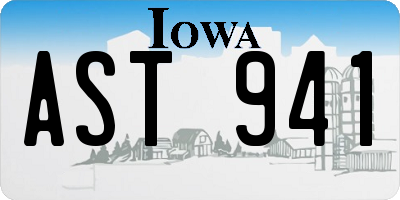 IA license plate AST941