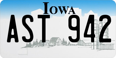 IA license plate AST942