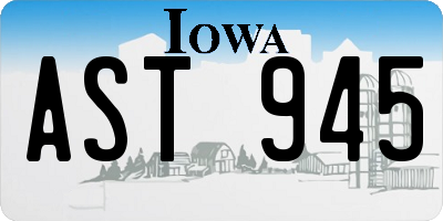 IA license plate AST945