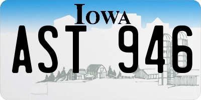 IA license plate AST946