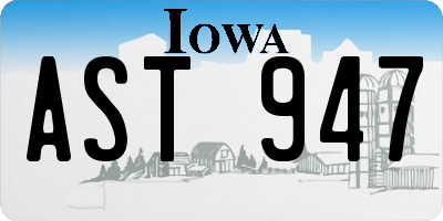 IA license plate AST947