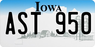 IA license plate AST950