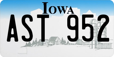 IA license plate AST952