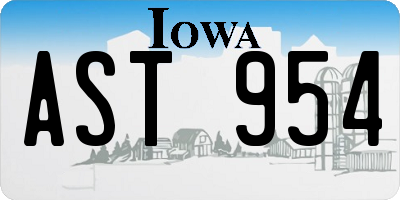 IA license plate AST954