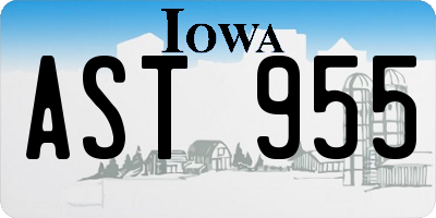 IA license plate AST955