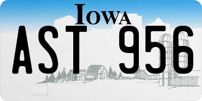 IA license plate AST956