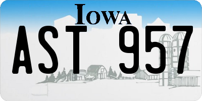 IA license plate AST957