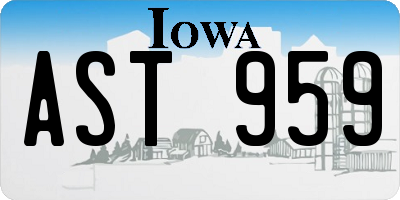 IA license plate AST959