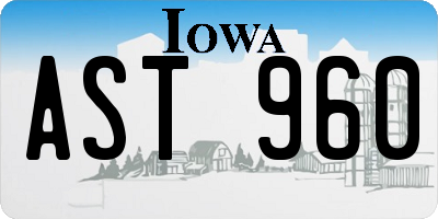 IA license plate AST960