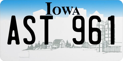 IA license plate AST961
