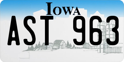 IA license plate AST963