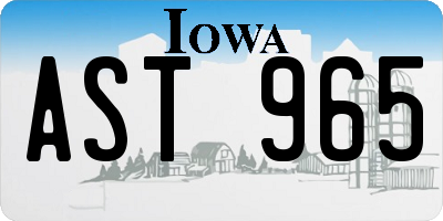 IA license plate AST965
