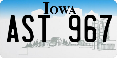 IA license plate AST967
