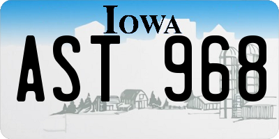 IA license plate AST968