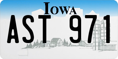 IA license plate AST971
