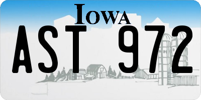 IA license plate AST972