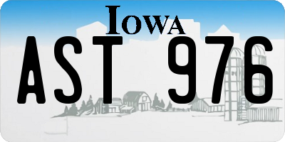IA license plate AST976