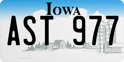 IA license plate AST977
