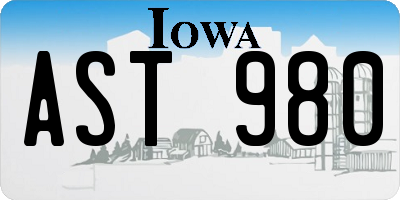 IA license plate AST980