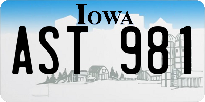 IA license plate AST981