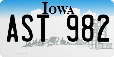 IA license plate AST982